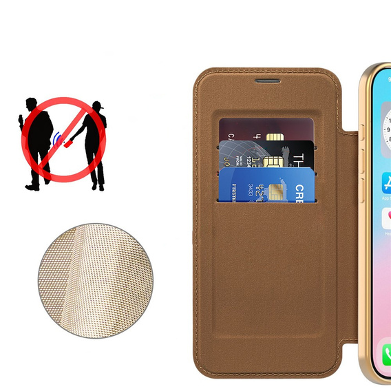 Etui z klapką do iPhone Air, RFID Wallet MagSafe z ochroną aparatu, brązowe