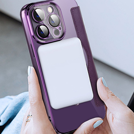 Etui z klapką do iPhone 14 Pro, RFID Wallet MagSafe z ochroną aparatu, fioletowe