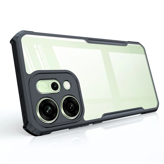 Etui do Oppo Reno 14, wzmocnione, przezroczyste z czarnymi bokami