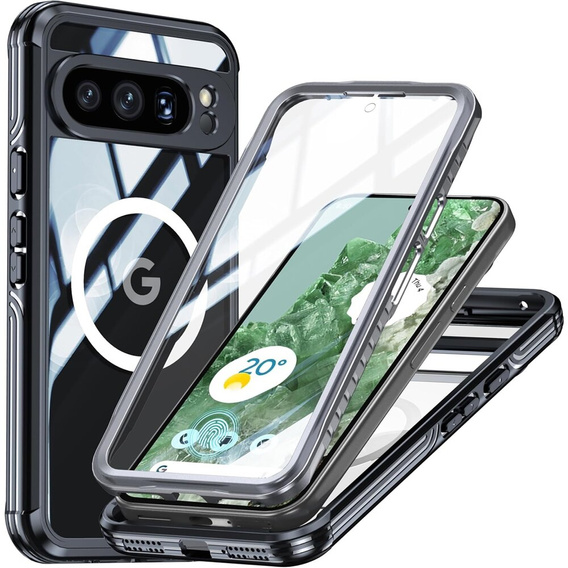 Etui do Google Pixel 9 Pro XL, Shockproof, ze szkłem, do MagSafe, czarne