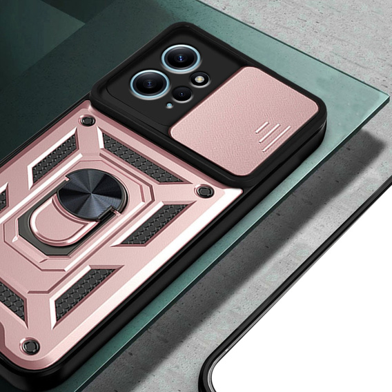 Etui pancerne do Xiaomi Redmi Note 12 4G, CamShield Slide, różowe rose gold