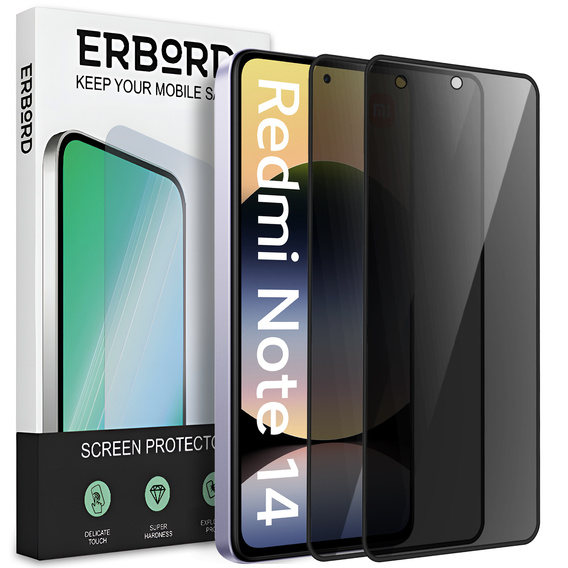 2x Szkło ERBORD Anti-Spy do Xiaomi Redmi Note 14 4G – chroń ekran i swoją prywatność