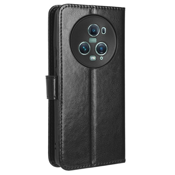 Etui z klapką do Honor Magic 5 Pro, Crazy Horse Wallet, czarne