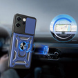 Etui pancerne do Oppo Reno 14F, z ochroną aparatu, z podstawką, niebieskie