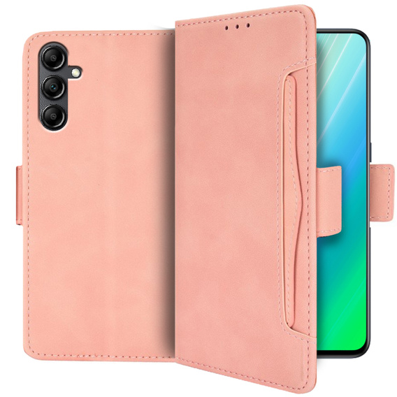Etui z klapką do Samsung Galaxy A14 4G/5G, Card Slot, różowe