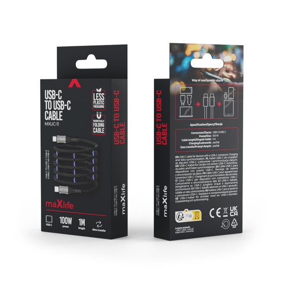 Kabel magnetyczny USB-C – USB-C 100 W, 1,0 m do urządzeń z USB-C