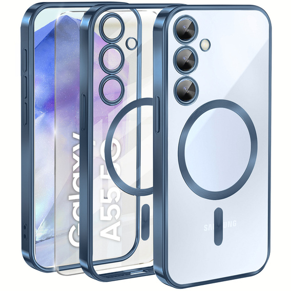 Etui do Samsung Galaxy A55 5G, Electro MagSafe, niebieskie + Szkło na ekran