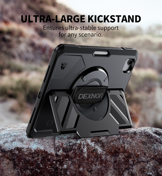 Etui Dexnor 360° z paskiem i uchwytem na rysik do iPad Air 11" 2025/2024 (7/6 gen.)