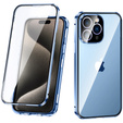 Etui do iPhone 15 Pro, Magnetic Dual Glass, niebieskie