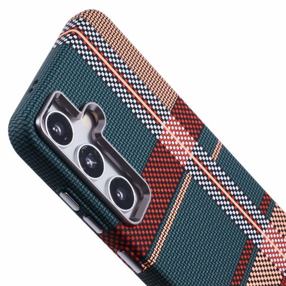 Etui do Samsung Galaxy S25, Carbon Fiber MagSafe, czerwone / zielone