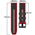 Pasek Silikonowy do Garmin Fenix 26mm, Black/Red