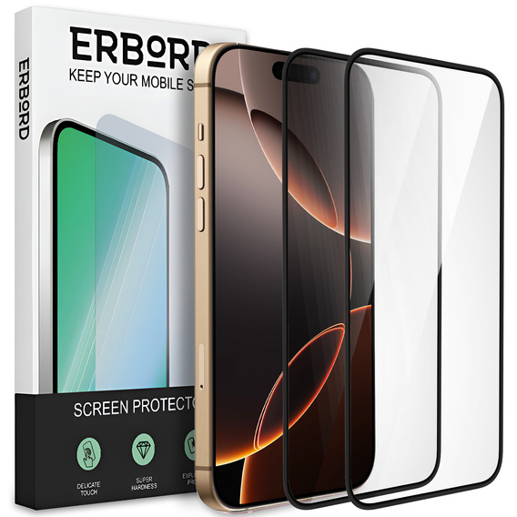 2x Szkło hybrydowe ERBORD Ceramic do iPhone 17 Pro/17/16 Pro