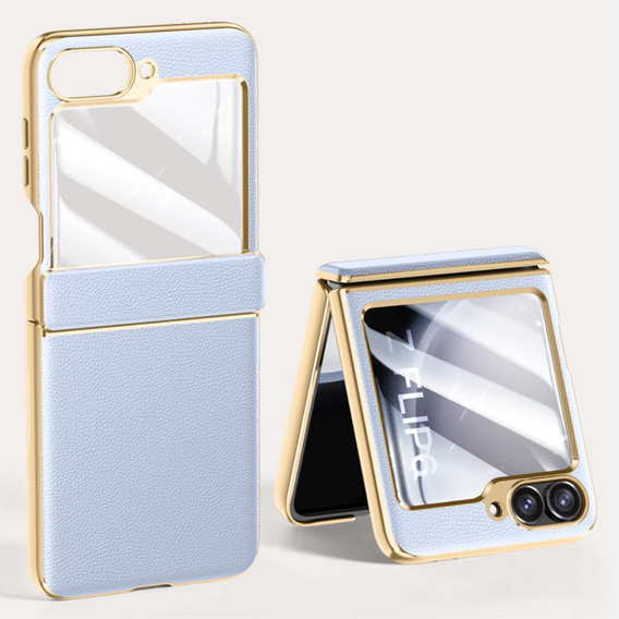 Etui Litchi Leather do Samsung Galaxy Z Flip7 FE / Z Flip6, niebieskie