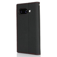 Etui z klapką do Google Pixel 9A, Litchi Skin Grain, czarne