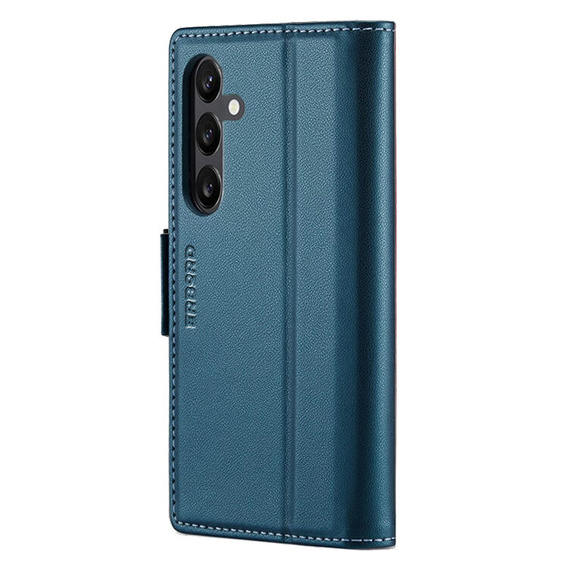 Etui do Samsung Galaxy S24, ERBORD Glossy Litchi, portfel z klapką, niebieskie