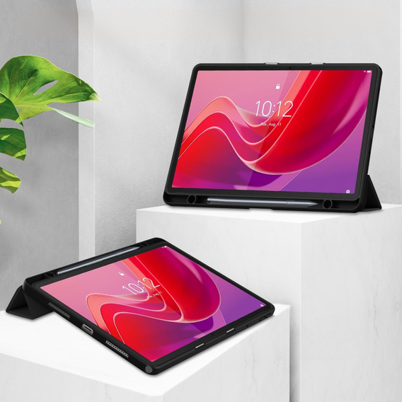 Pokrowiec z miejscem na rysik do Lenovo Tab M11 – przezroczysty tył, czarna klapka