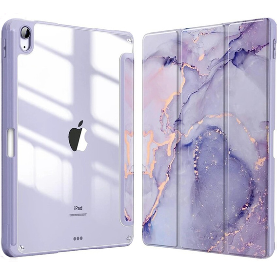 Etui do iPad 11" 2025 A16 (11 gen.) / iPad 10.9" 2022 (10 gen.), Smartcase Hybrid, z miejscem na rysik, Marble fioletowe