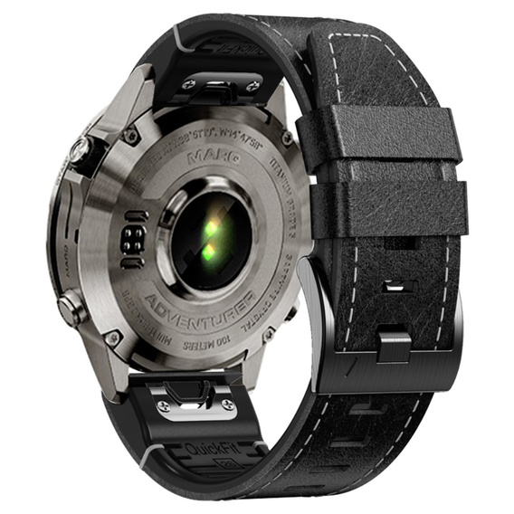 Pasek skórzany Quickfit do Garmin Fenix 5/6/6 PRO/7 Forerunner 965/955/945, Czarny