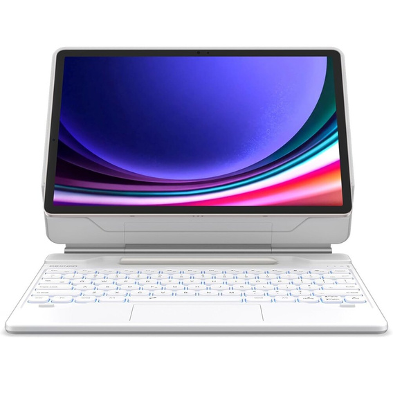 Etui z klawiaturą do Samsung Galaxy Tab S7+ / S7 FE / S9+ / S8+ / S9 FE+ / S10+, Dexnor Magnetic Keyboard Touchpad, białe