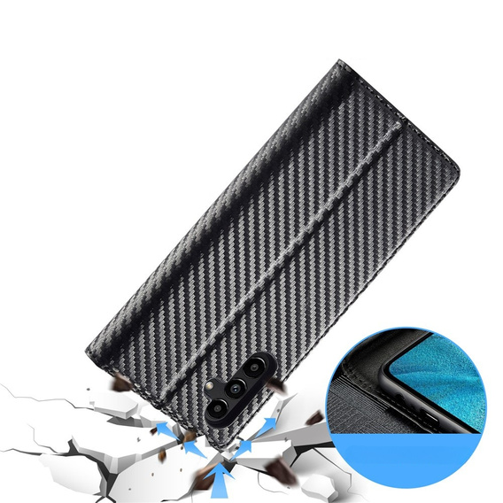 Etui z klapką LC.IMEEKE do Samsung Galaxy A17 5G, z fakturą karbonu, czarne