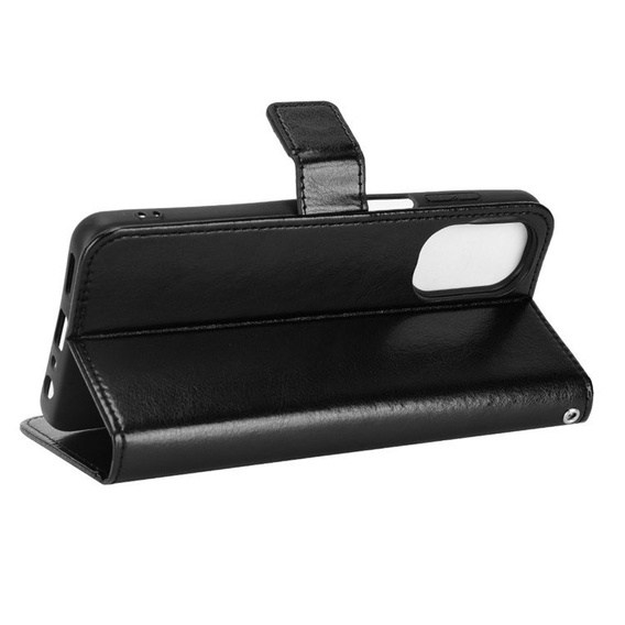 Etui z klapką do Motorola Moto G62 5G, Crazy Horse Wallet, czarne