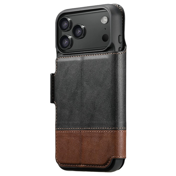Etui z klapką 2w1 do iPhone 17 Pro Max, SUTENI, do MagSafe, czarne
