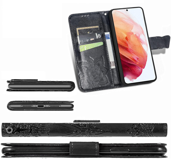 Etui z klapką do Realme 12 Pro 5G / 12 Pro+ 5G, Butterfly, czarne