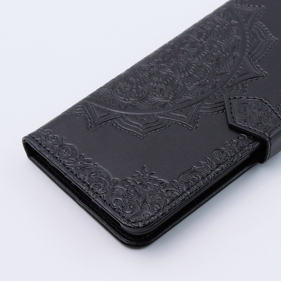 Etui z klapką do Motorola Moto G54 5G, Mandala, czarne