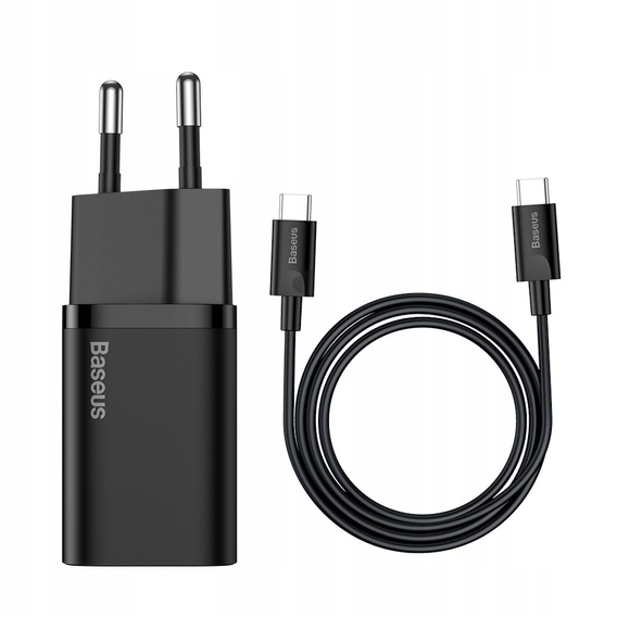 Baseus ładowarka sieciowa Super Si PD 25 W USB-C + kabel USB-C, czarna