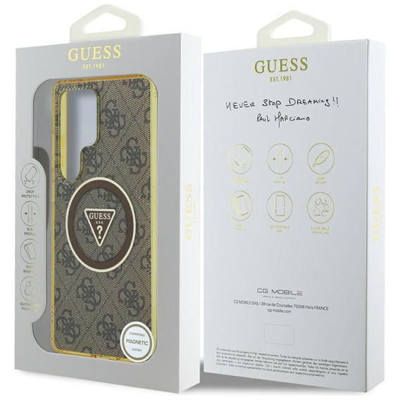 Etui GUESS Magnetic IML Metal Glitter 4G Circle Triangle do Samsung Galaxy S25 Ultra