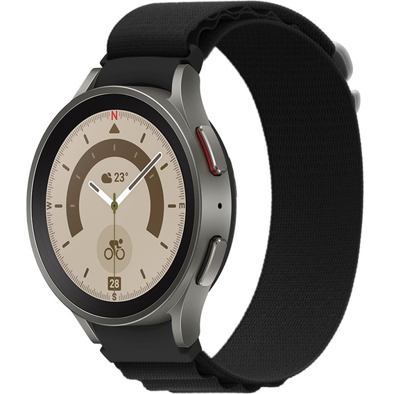 Pasek Nylonowy do Samsung Galaxy Watch 4/5/6 40/42/43/44/45/46/47mm, Czarny