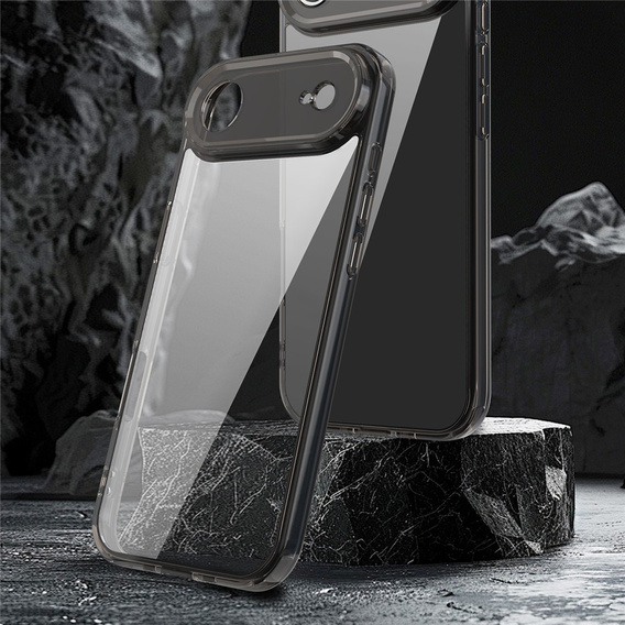Etui silikonowe do iPhone 17 Air, z twardym tyłem, przydymione czarne