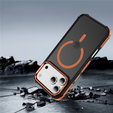 Etui Matt Case do iPhone 17 Pro Max, pancerne, do MagSafe, przydymione z pomarańczowymi bokami