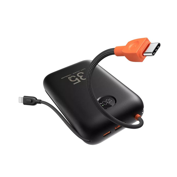 Powerbank VEGER K3 30000 mAh z kablami USB-C i Lightning, szybkie ładowanie 35W – Czarny
