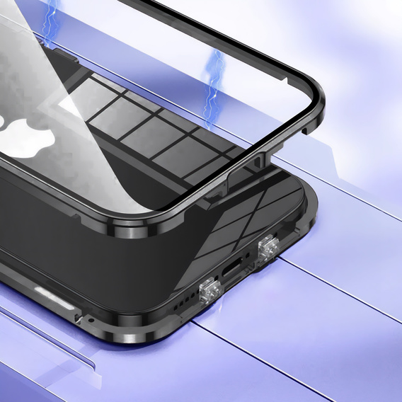 Etui do iPhone 16E, Magnetic Dual Glass, czarne