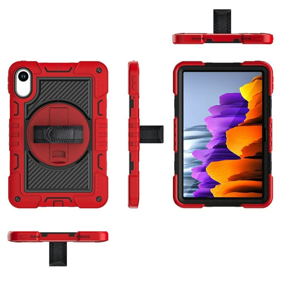 Pancerne etui do Xiaomi Redmi Pad 2 z podstawką i paskiem – czerwono-czarne
