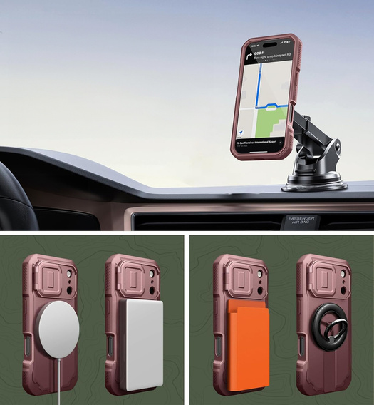 Etui Dexnor pancerne z podstawką i przesłoną aparatu, do MagSafe do iPhone 17 Pro Max