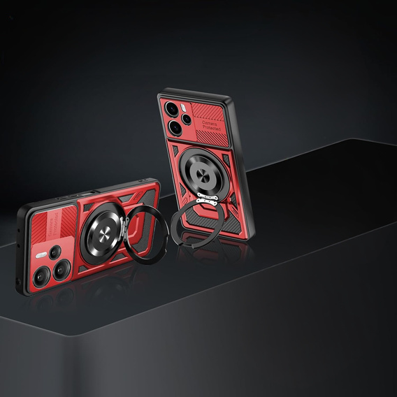 Etui Pancerne z Podstawką do Xiaomi Redmi Note 14 4G – Czerwone