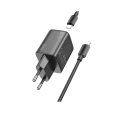 HOCO N42 GaN 45W – ładowarka sieciowa 2x USB-C + kabel USB-C do Lightning, czarna