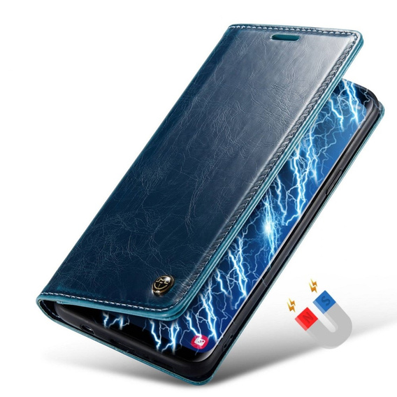Etui z klapką CASEME do Samsung Galaxy S9+ Plus, Waxy Textured, niebieskie