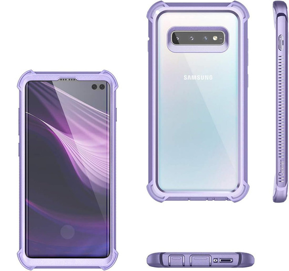 Etui do Samsung Galaxy S10 Plus, Dexnor Full Body Rugged, przezroczyste / fioletowe