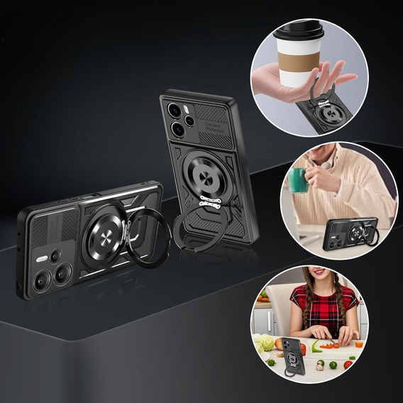 Etui Pancerne z Podstawką do Xiaomi Redmi Note 14 4G – Czarny