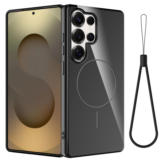 Etui do Samsung Galaxy S25 Ultra, magnetyczne z paskiem – czarne