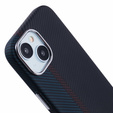Etui do iPhone 15, Carbon Fiber MagSafe, czarne / niebieskie