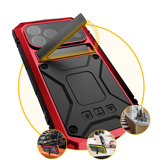 Etui R-JUST z podstawką i wbudowanym szkłem do iPhone 17 Pro