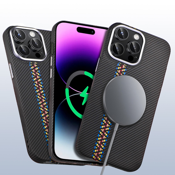 Etui do iPhone 14 Pro Max, Carbon Fiber MagSafe, czarne