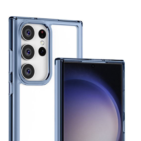 Etui do Samsung Galaxy S23 Ultra, Fusion case przezroczyste z niebieską ramką