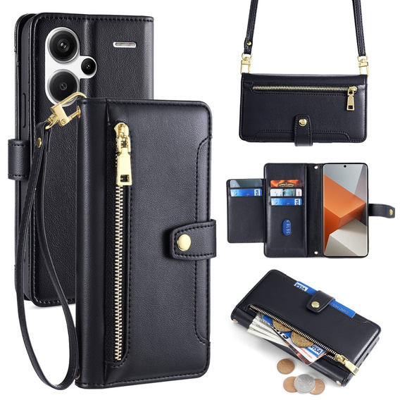 Etui z klapką do Xiaomi Redmi Note 13 Pro+, Wallet Zipper Pocket, czarne