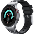 Pasek silikonowy do Samsung Galaxy Watch 4/5/6 40/42/43/44/45/46/47mm, Czarny / srebrna klamra
