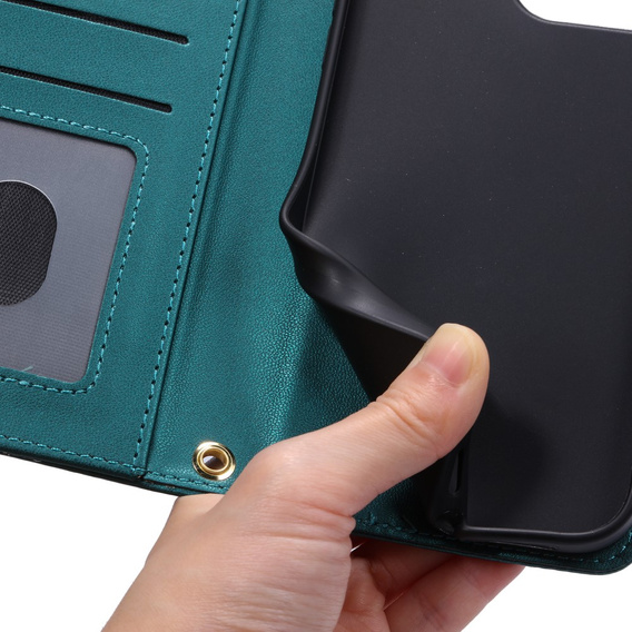 Etui z klapką do Samsung Galaxy S20 FE, Rhombus Crossbody Leather, ciemnozielone